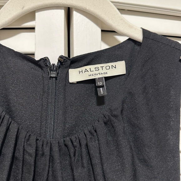 Halston Heritage Black Sleeveless Lace Hem Dress size 12 - Picture 6 of 9